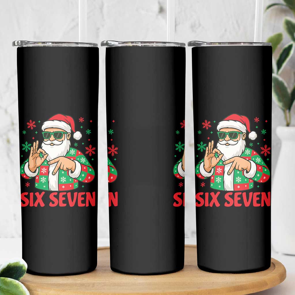 Cool Santa Six Seven Meme Christmas Skinny Tumbler Funny 67 Holiday Hand Sign with Hipster Vibes - Wonder Print Shop