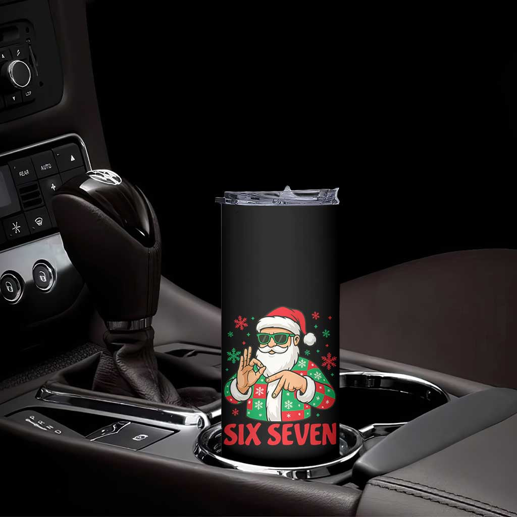 Cool Santa Six Seven Meme Christmas Skinny Tumbler Funny 67 Holiday Hand Sign with Hipster Vibes - Wonder Print Shop