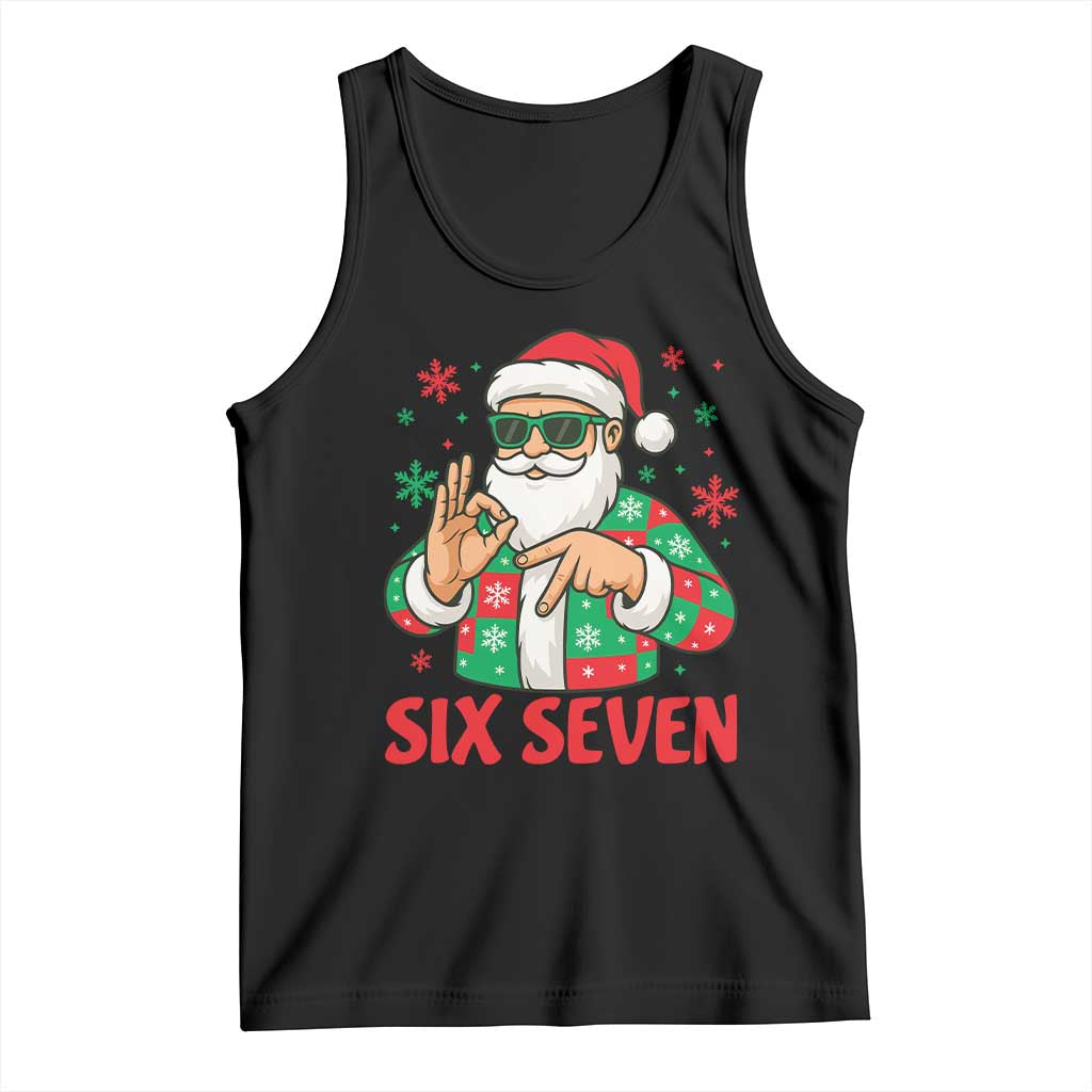 Cool Santa Six Seven Meme Christmas Tank Top Funny 67 Holiday Hand Sign with Hipster Vibes - Wonder Print Shop