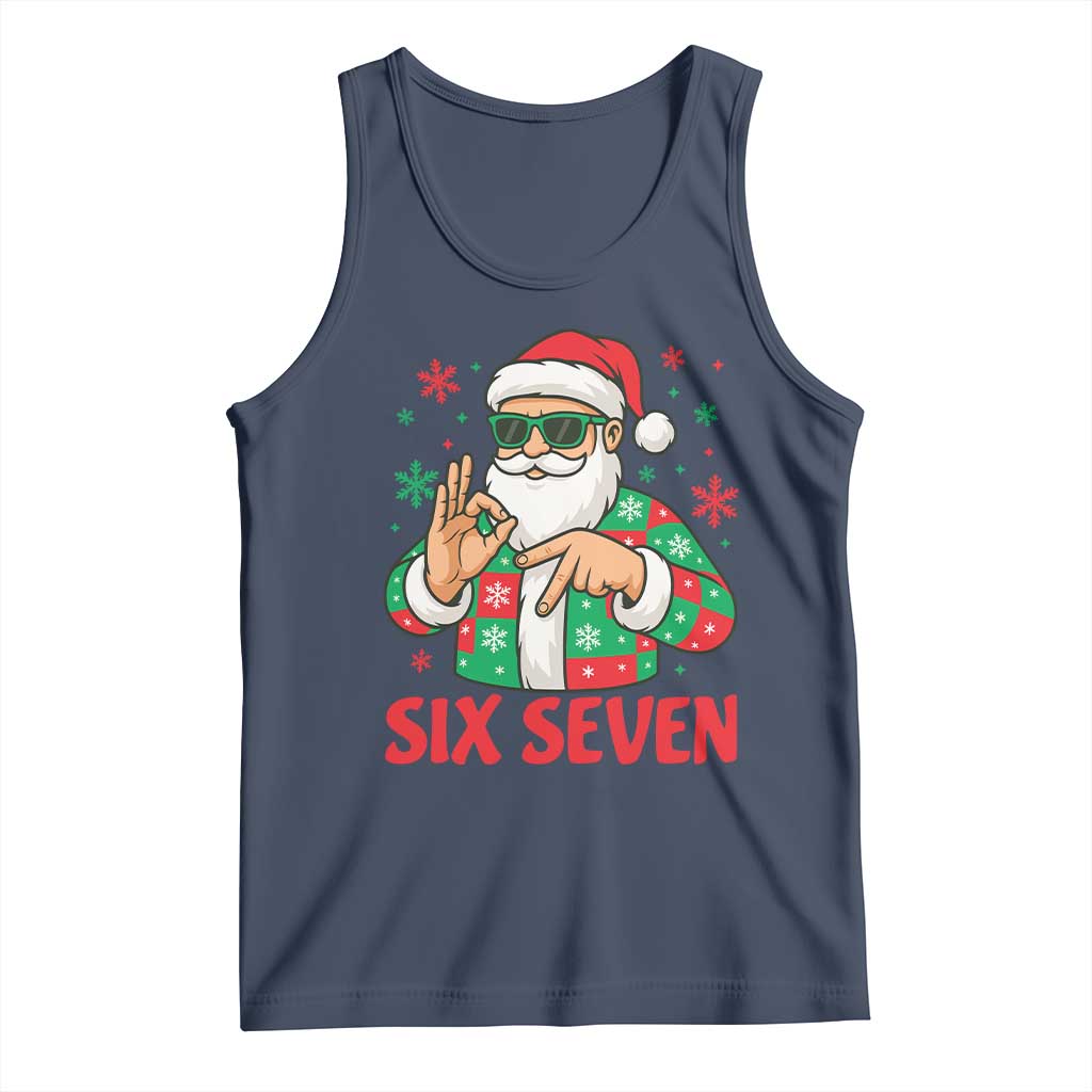 Cool Santa Six Seven Meme Christmas Tank Top Funny 67 Holiday Hand Sign with Hipster Vibes - Wonder Print Shop