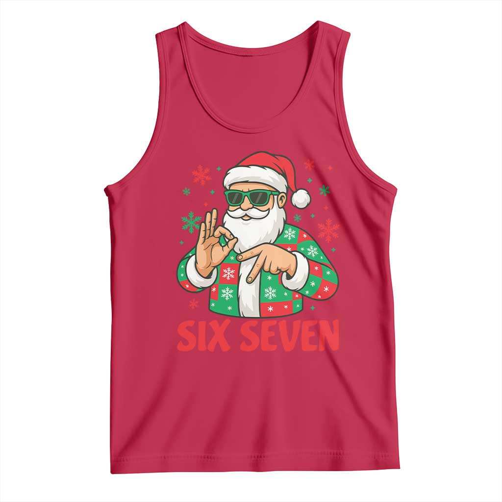 Cool Santa Six Seven Meme Christmas Tank Top Funny 67 Holiday Hand Sign with Hipster Vibes - Wonder Print Shop