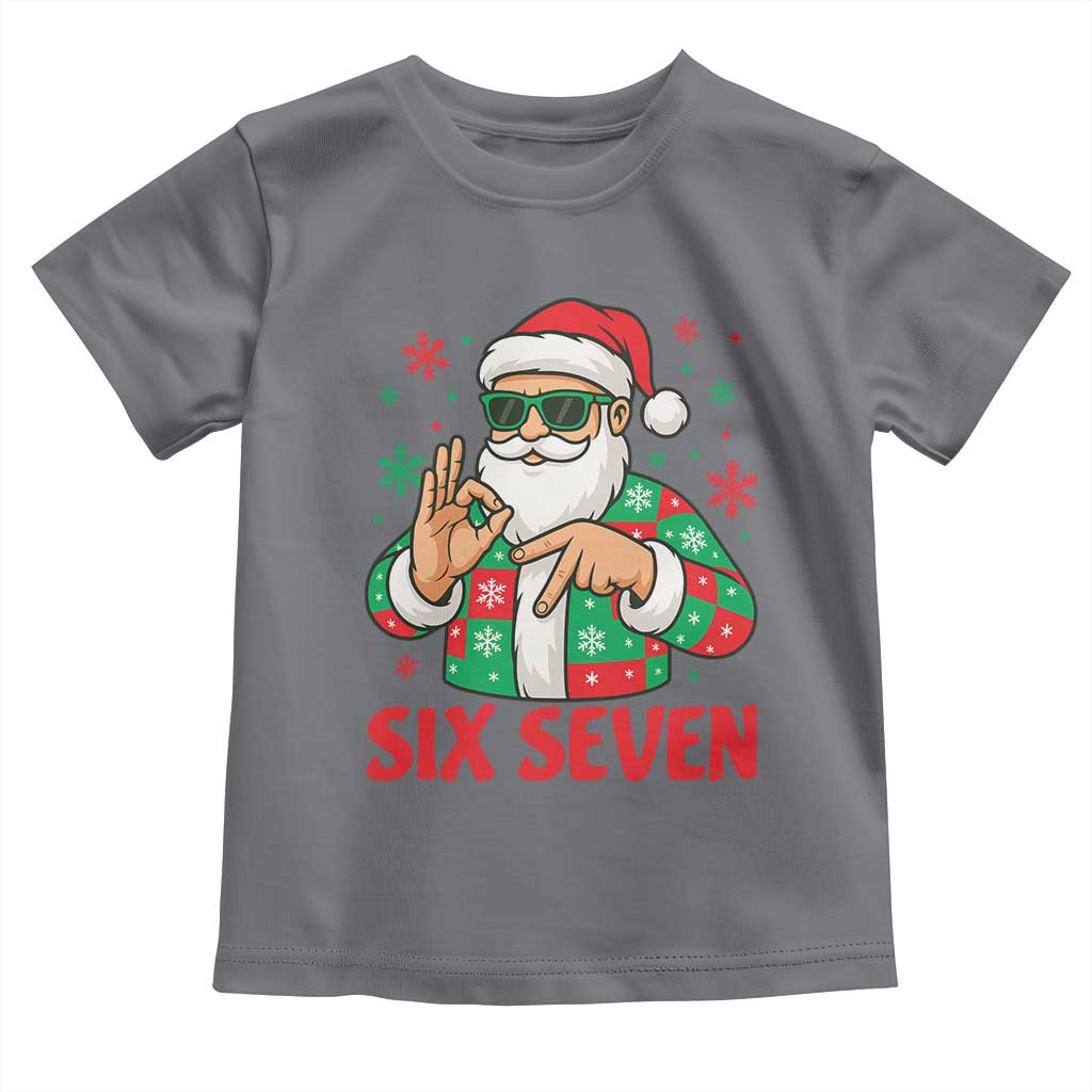 Cool Santa Six Seven Meme Christmas Toddler T Shirt Funny 67 Holiday Hand Sign with Hipster Vibes - Wonder Print Shop