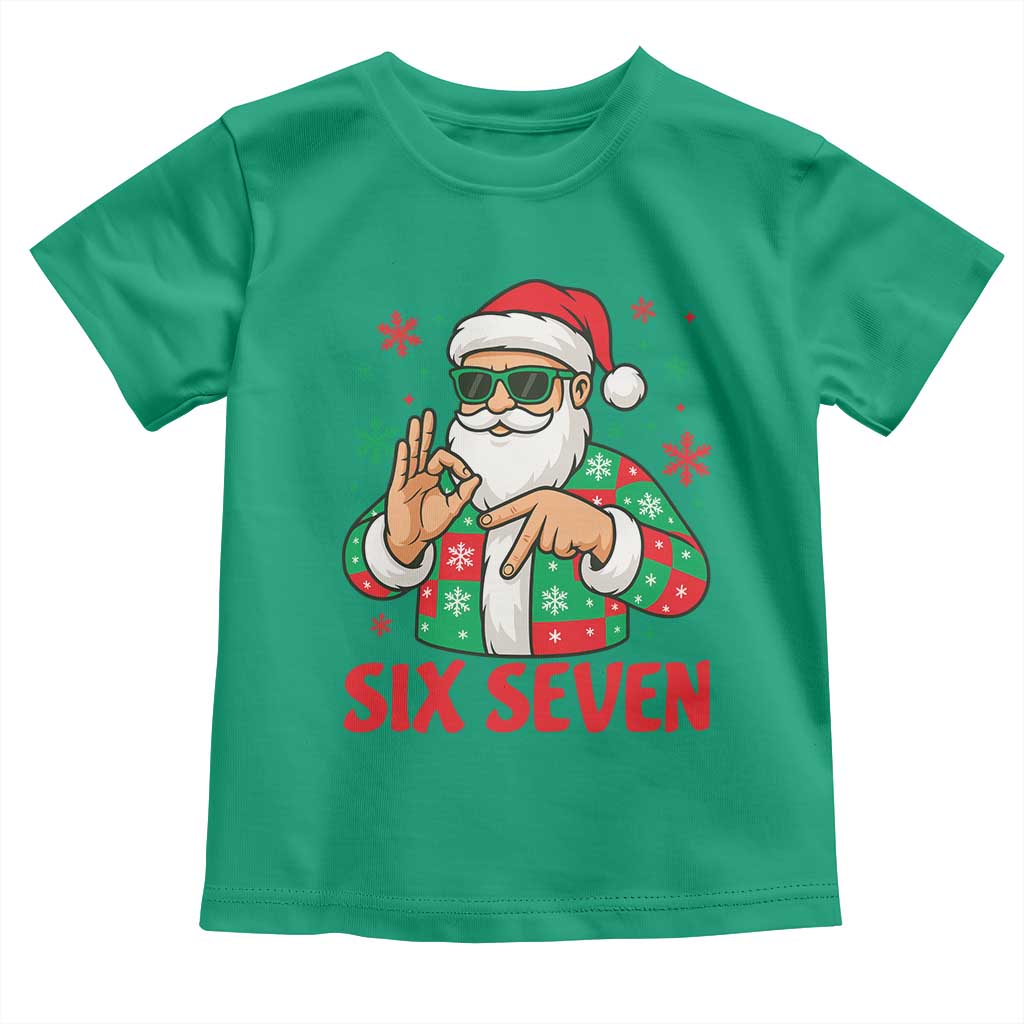Cool Santa Six Seven Meme Christmas Toddler T Shirt Funny 67 Holiday Hand Sign with Hipster Vibes - Wonder Print Shop