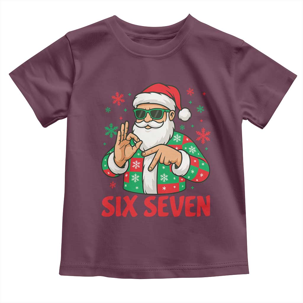 Cool Santa Six Seven Meme Christmas Toddler T Shirt Funny 67 Holiday Hand Sign with Hipster Vibes - Wonder Print Shop