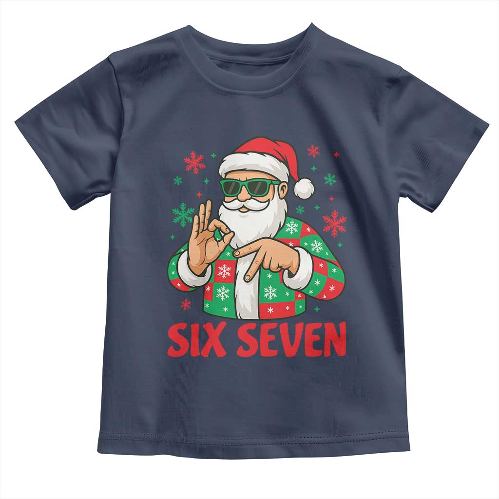 Cool Santa Six Seven Meme Christmas Toddler T Shirt Funny 67 Holiday Hand Sign with Hipster Vibes - Wonder Print Shop