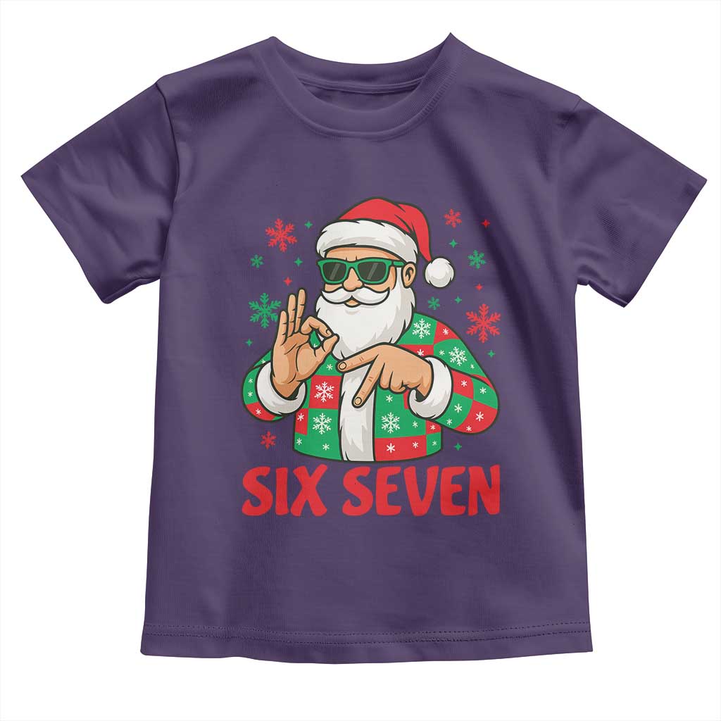 Cool Santa Six Seven Meme Christmas Toddler T Shirt Funny 67 Holiday Hand Sign with Hipster Vibes - Wonder Print Shop