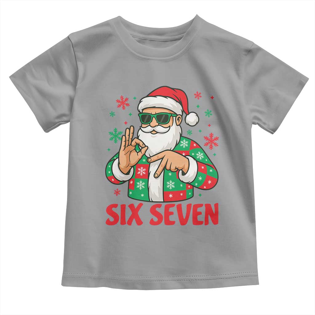 Cool Santa Six Seven Meme Christmas Toddler T Shirt Funny 67 Holiday Hand Sign with Hipster Vibes - Wonder Print Shop