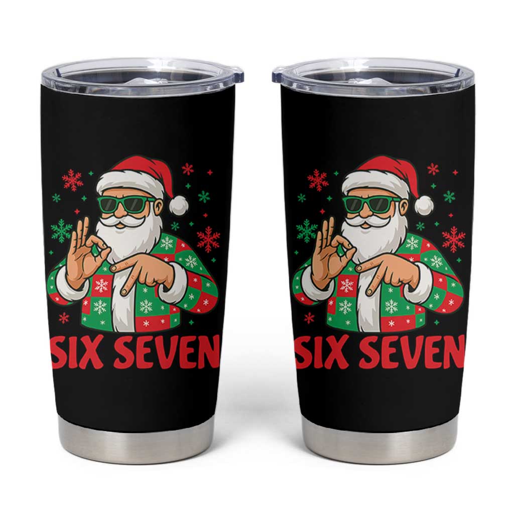 Cool Santa Six Seven Meme Christmas Tumbler Cup Funny 67 Holiday Hand Sign with Hipster Vibes - Wonder Print Shop