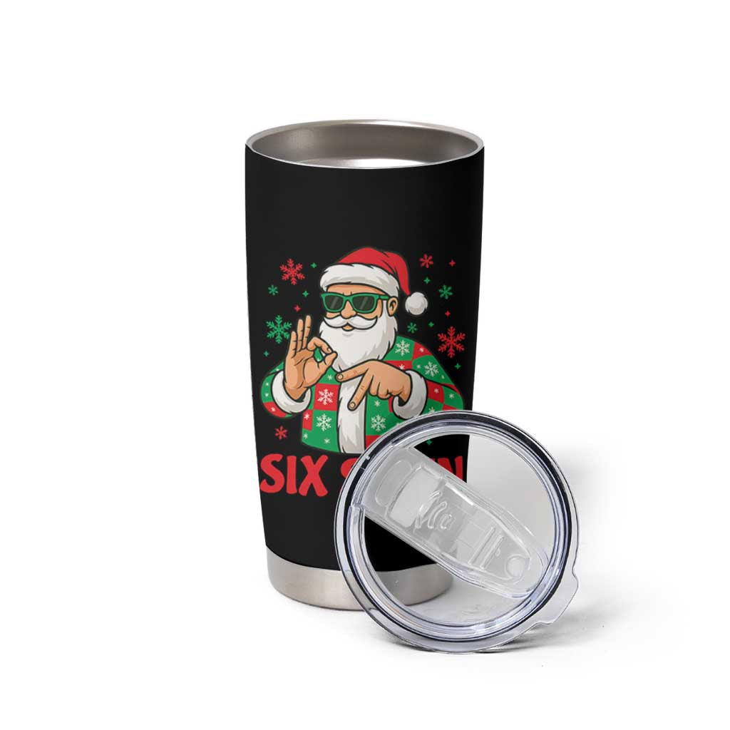 Cool Santa Six Seven Meme Christmas Tumbler Cup Funny 67 Holiday Hand Sign with Hipster Vibes - Wonder Print Shop