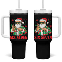Cool Santa Six Seven Meme Christmas Tumbler With Handle Funny 67 Holiday Hand Sign with Hipster Vibes - Wonder Print Shop
