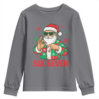 Cool Santa Six Seven Meme Christmas Youth Sweatshirt Funny 67 Holiday Hand Sign with Hipster Vibes - Wonder Print Shop
