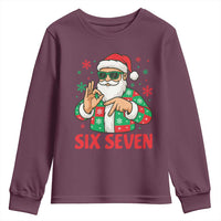 Cool Santa Six Seven Meme Christmas Youth Sweatshirt Funny 67 Holiday Hand Sign with Hipster Vibes - Wonder Print Shop