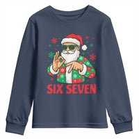 Cool Santa Six Seven Meme Christmas Youth Sweatshirt Funny 67 Holiday Hand Sign with Hipster Vibes - Wonder Print Shop