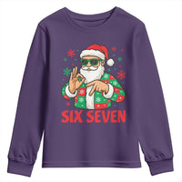 Cool Santa Six Seven Meme Christmas Youth Sweatshirt Funny 67 Holiday Hand Sign with Hipster Vibes - Wonder Print Shop