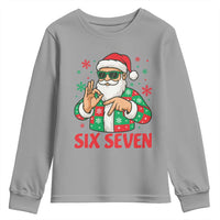 Cool Santa Six Seven Meme Christmas Youth Sweatshirt Funny 67 Holiday Hand Sign with Hipster Vibes - Wonder Print Shop