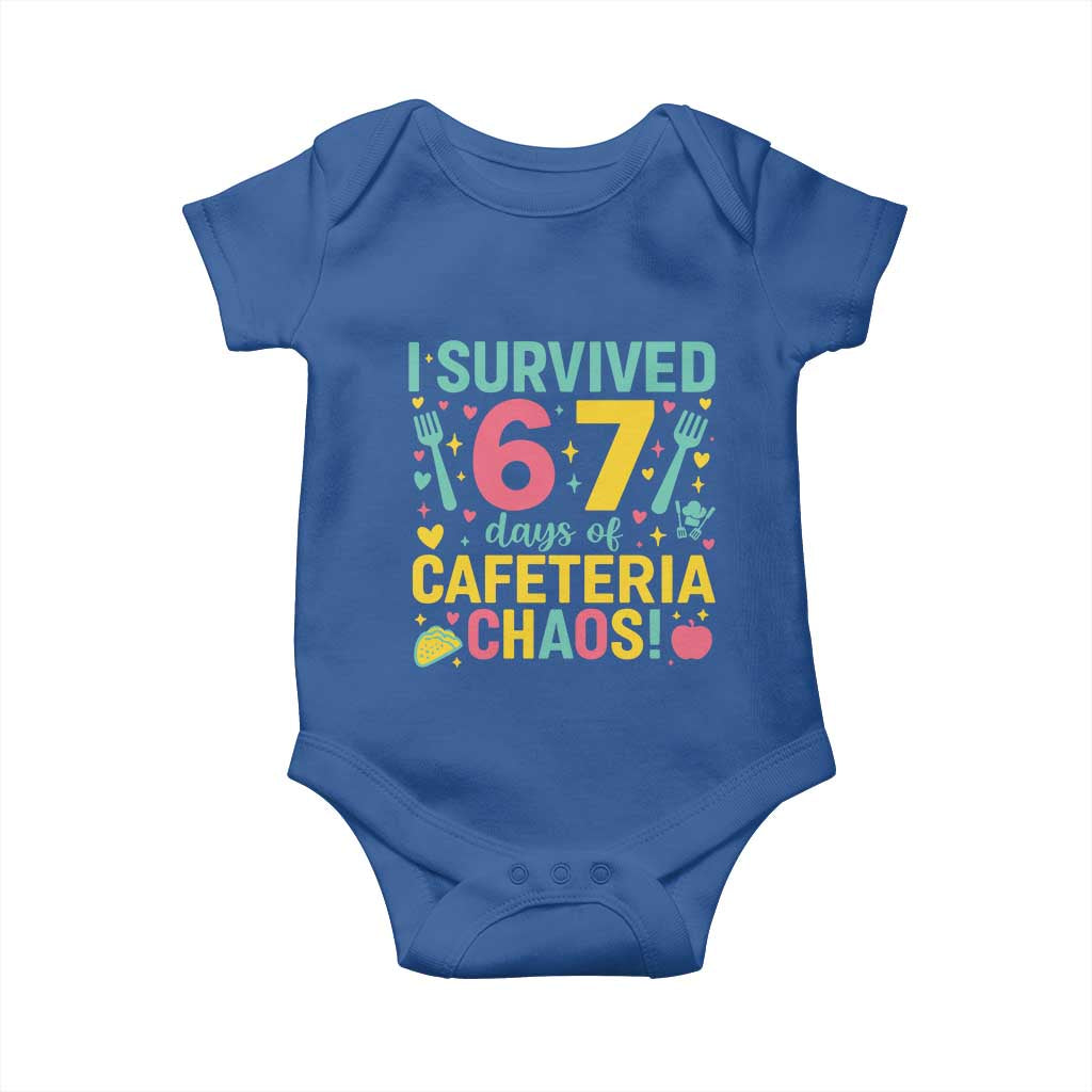 I Survived 67 Days of Cafeteria Chaos Baby Onesie Funny School Lunch Duty - Wonder Print Shop