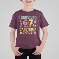 I Survived 67 Days of Cafeteria Chaos T Shirt For Kid Funny School Lunch Duty - Wonder Print Shop