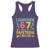 I Survived 67 Days of Cafeteria Chaos Racerback Tank Top Funny School Lunch Duty - Wonder Print Shop