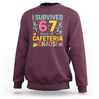 I Survived 67 Days of Cafeteria Chaos Sweatshirt Funny School Lunch Duty - Wonder Print Shop