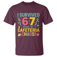 I Survived 67 Days of Cafeteria Chaos T Shirt Funny School Lunch Duty - Wonder Print Shop