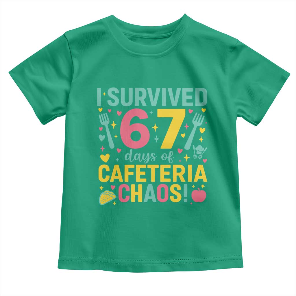 I Survived 67 Days of Cafeteria Chaos Toddler T Shirt Funny School Lunch Duty - Wonder Print Shop
