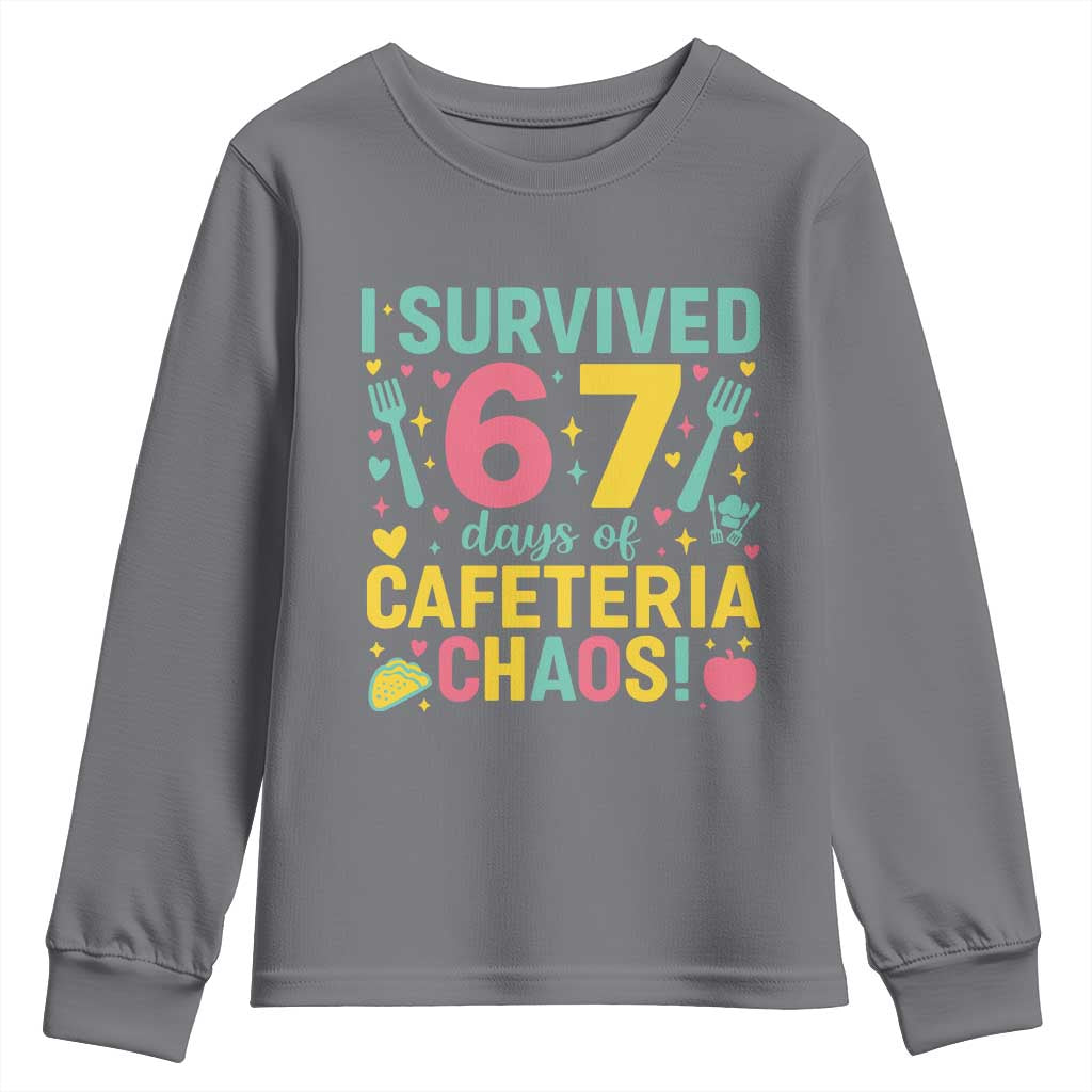 I Survived 67 Days of Cafeteria Chaos Youth Sweatshirt Funny School Lunch Duty - Wonder Print Shop
