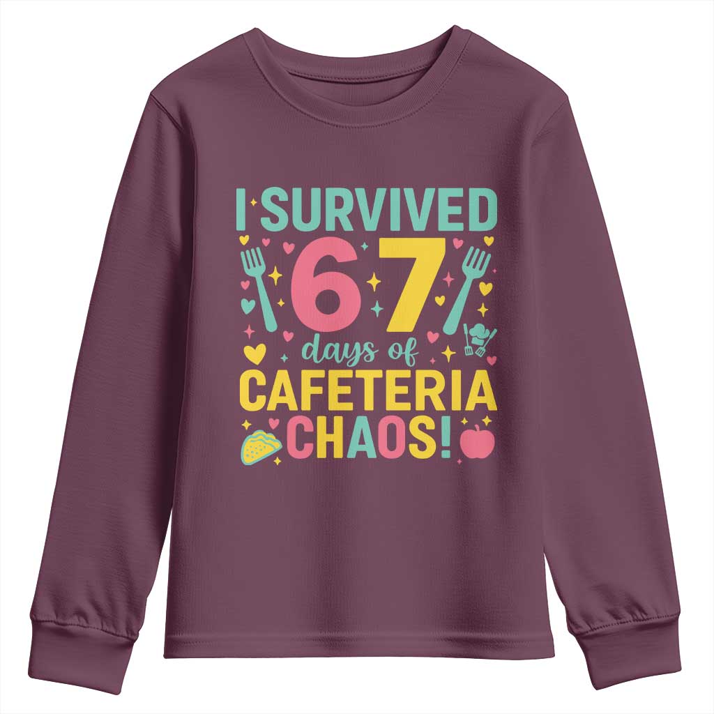 I Survived 67 Days of Cafeteria Chaos Youth Sweatshirt Funny School Lunch Duty - Wonder Print Shop