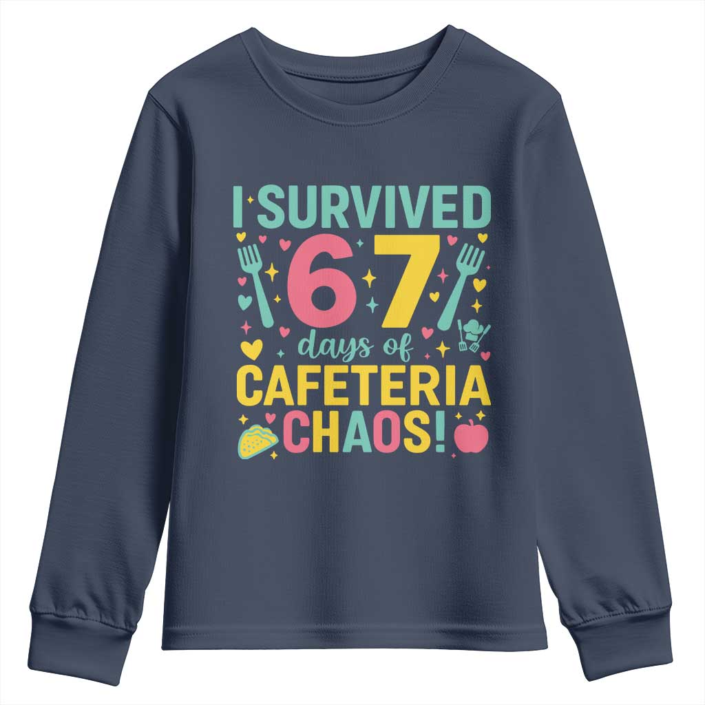 I Survived 67 Days of Cafeteria Chaos Youth Sweatshirt Funny School Lunch Duty - Wonder Print Shop
