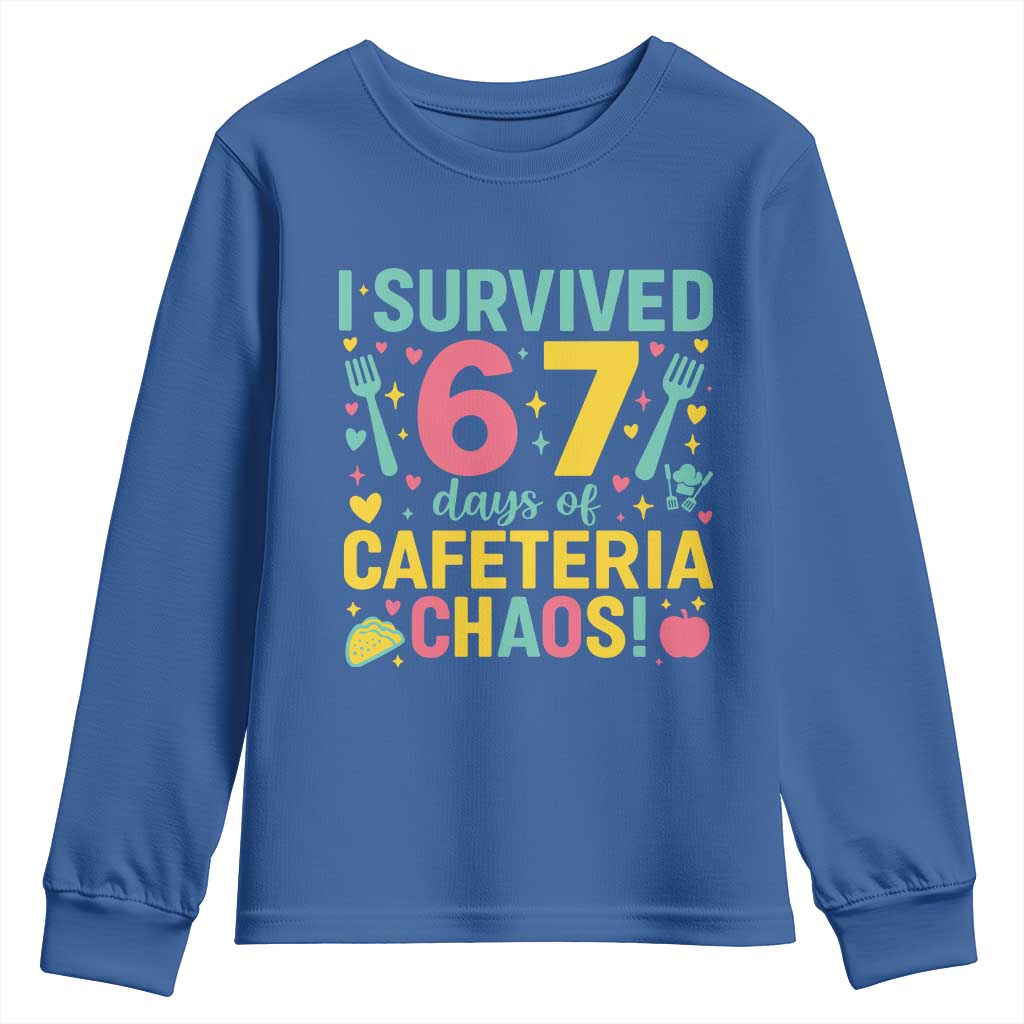 I Survived 67 Days of Cafeteria Chaos Youth Sweatshirt Funny School Lunch Duty - Wonder Print Shop
