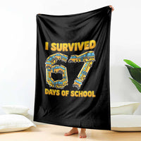 Funny School Bus Driver Throw Blanket I Survived 67 Days of School - Wonder Print Shop