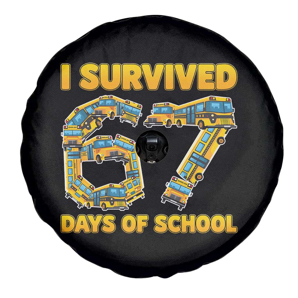 Funny School Bus Driver Spare Tire Cover I Survived 67 Days of School - Wonder Print Shop