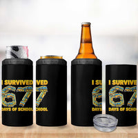Funny School Bus Driver 4 in 1 Can Cooler Tumbler I Survived 67 Days of School - Wonder Print Shop