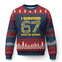 Funny School Bus Driver Ugly Christmas Sweater I Survived 67 Days of School - Wonder Print Shop