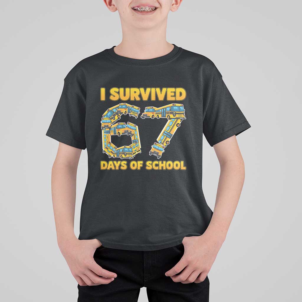 Funny School Bus Driver T Shirt For Kid I Survived 67 Days of School - Wonder Print Shop