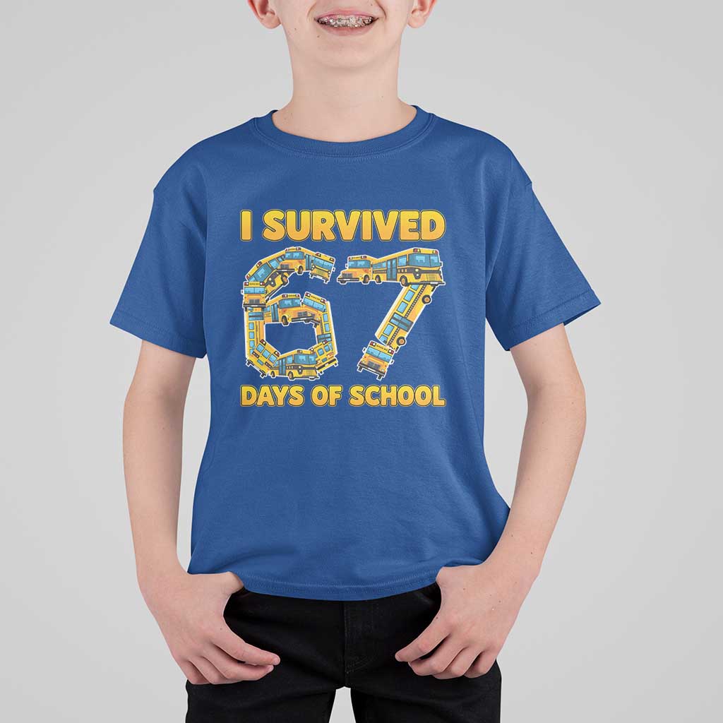 Funny School Bus Driver T Shirt For Kid I Survived 67 Days of School - Wonder Print Shop