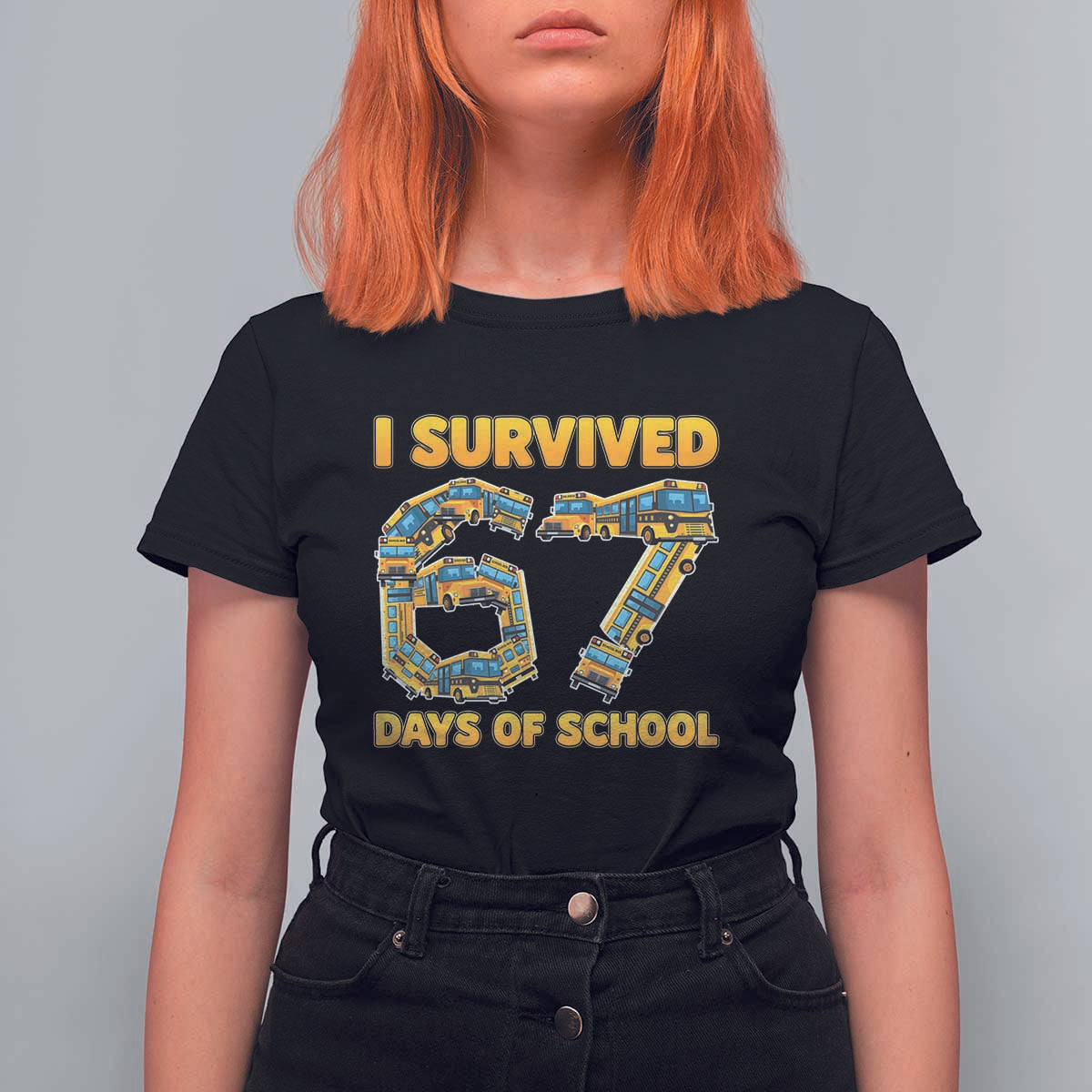 Funny School Bus Driver T Shirt For Women I Survived 67 Days of School - Wonder Print Shop
