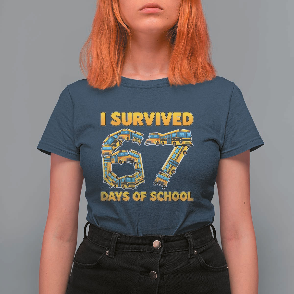 Funny School Bus Driver T Shirt For Women I Survived 67 Days of School - Wonder Print Shop