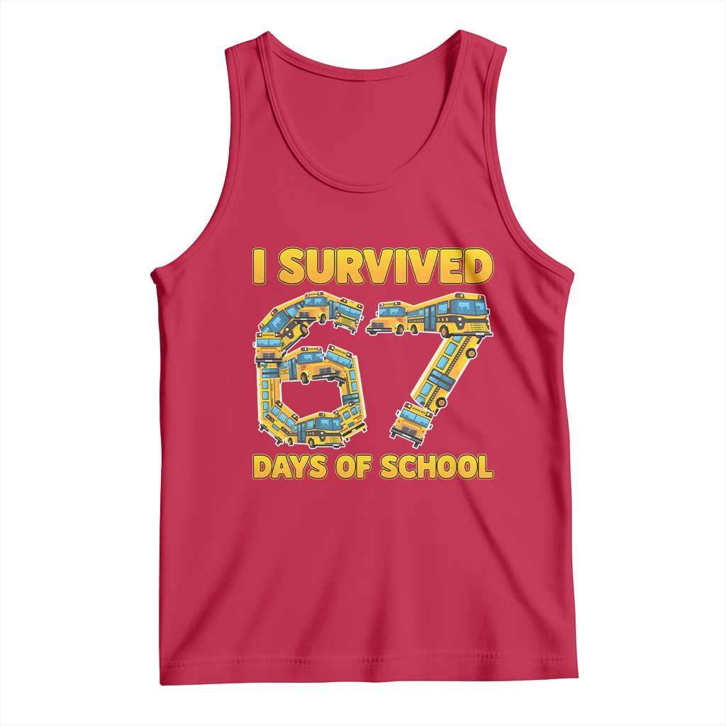 Funny School Bus Driver Tank Top I Survived 67 Days of School - Wonder Print Shop