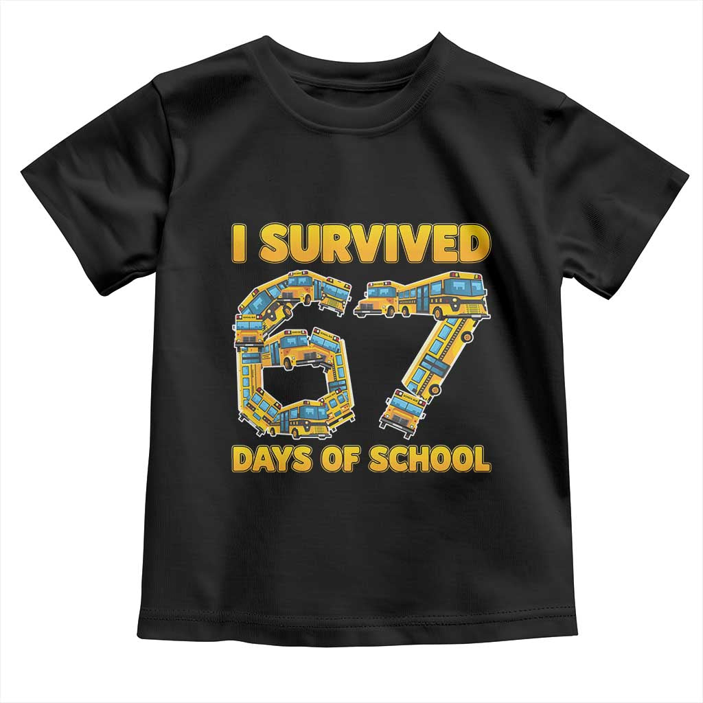 Funny School Bus Driver Toddler T Shirt I Survived 67 Days of School - Wonder Print Shop