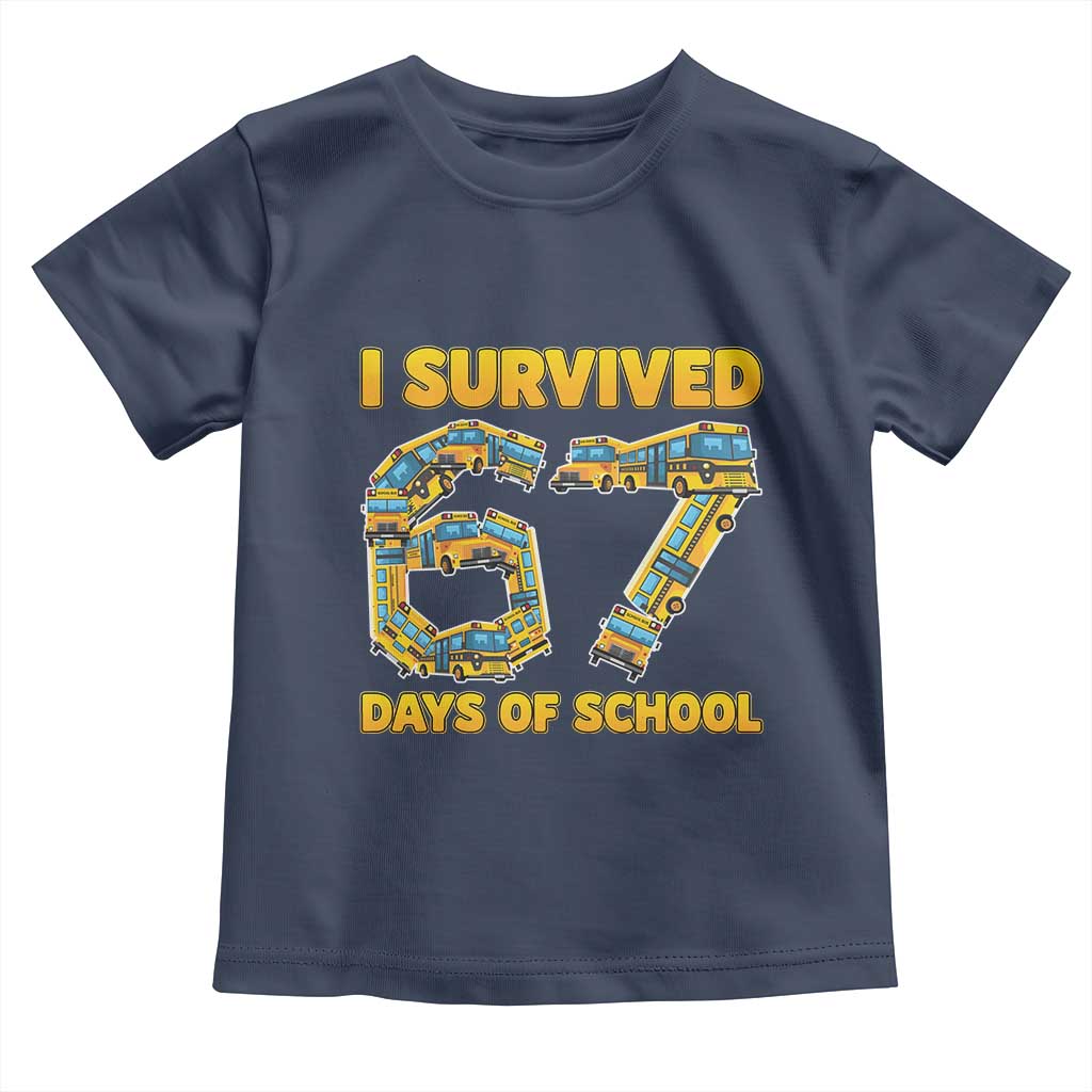 Funny School Bus Driver Toddler T Shirt I Survived 67 Days of School - Wonder Print Shop