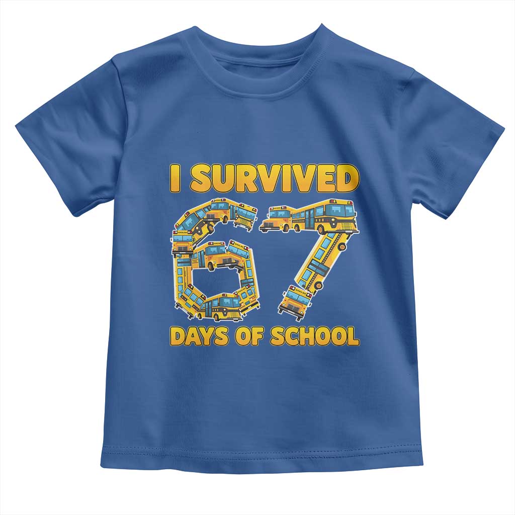 Funny School Bus Driver Toddler T Shirt I Survived 67 Days of School - Wonder Print Shop