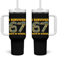 Funny School Bus Driver Tumbler With Handle I Survived 67 Days of School - Wonder Print Shop