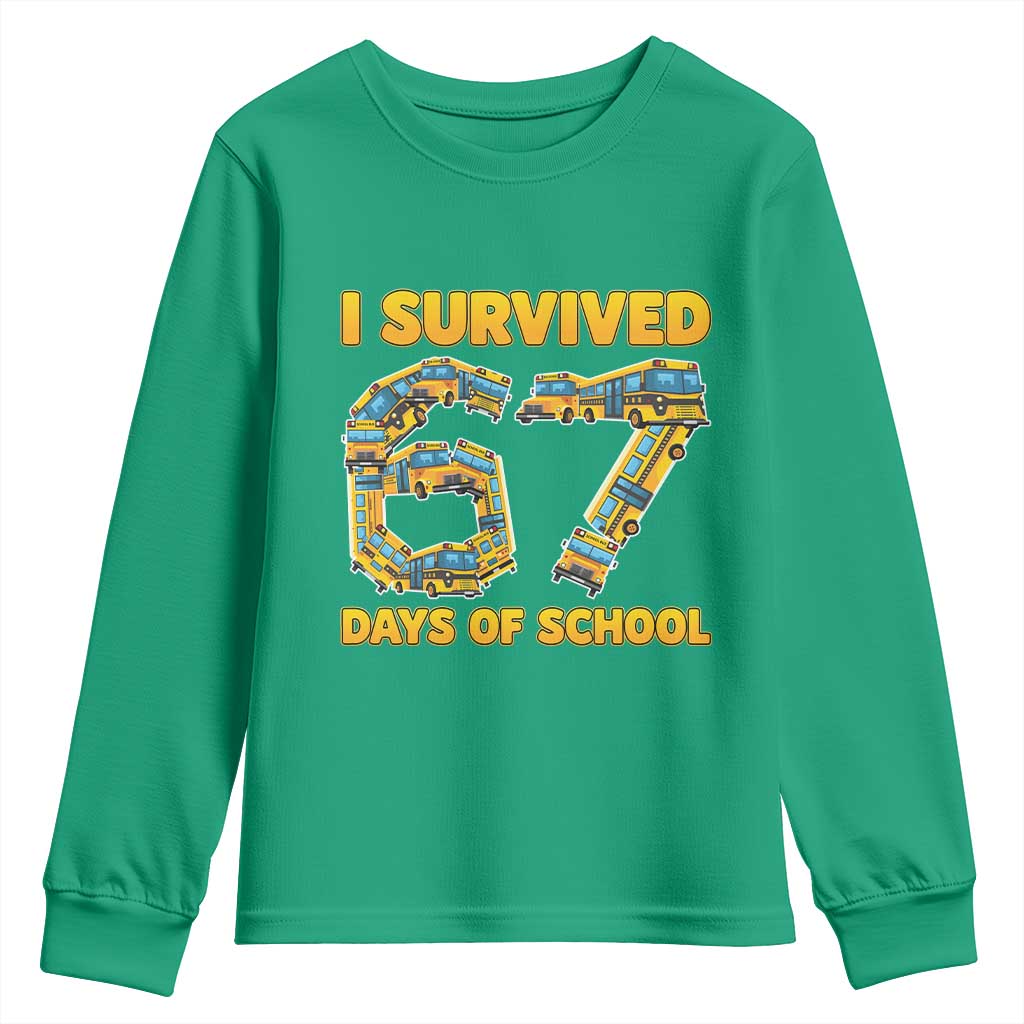 Funny School Bus Driver Youth Sweatshirt I Survived 67 Days of School - Wonder Print Shop