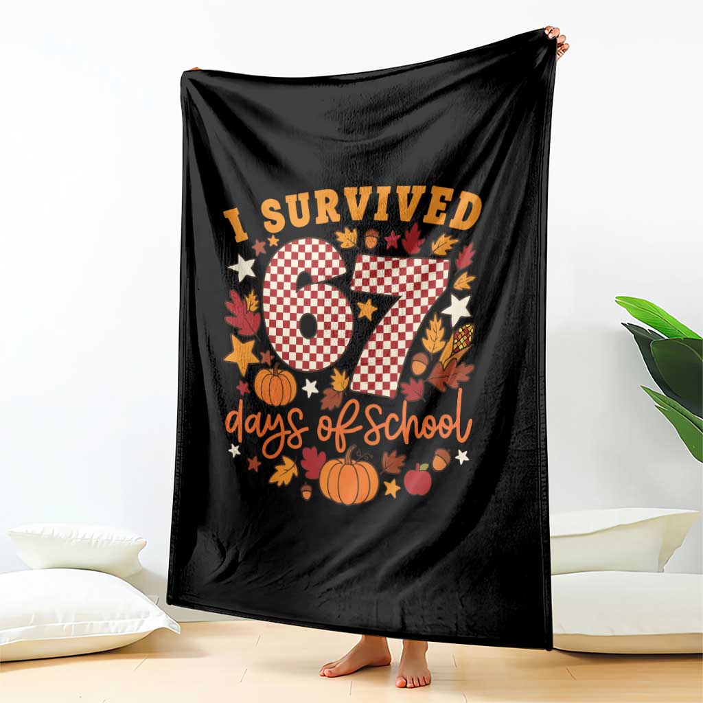 I Survived 67 Days of School Throw Blanket Autumn Fall Leaves Back To School - Wonder Print Shop