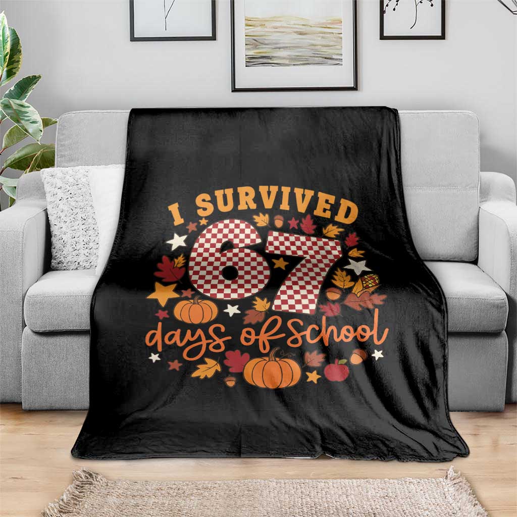 I Survived 67 Days of School Throw Blanket Autumn Fall Leaves Back To School - Wonder Print Shop