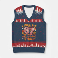 I Survived 67 Days of School V-Neck Knit Sweater Vest Autumn Fall Leaves Back To School - Wonder Print Shop