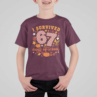 I Survived 67 Days of School T Shirt For Kid Autumn Fall Leaves Back To School - Wonder Print Shop