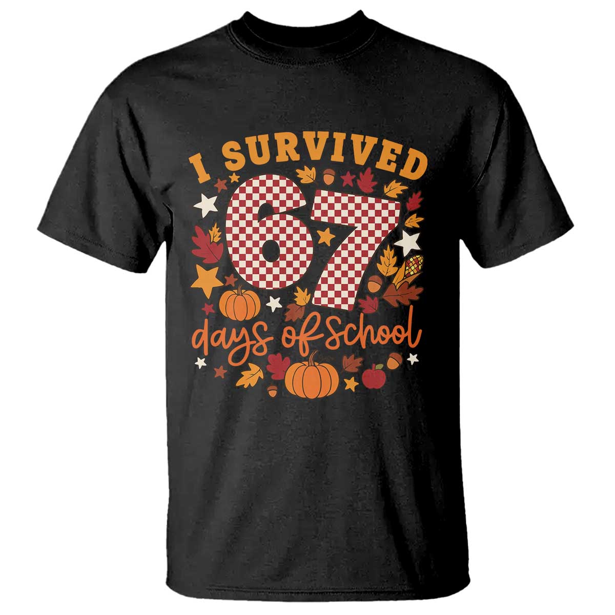 I Survived 67 Days of School T Shirt Autumn Fall Leaves Back To School - Wonder Print Shop