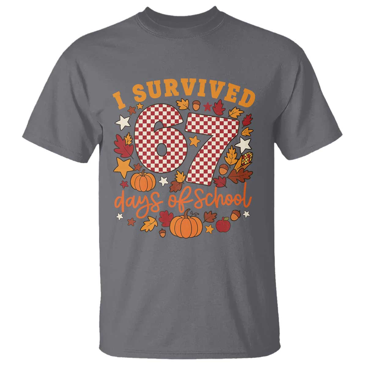 I Survived 67 Days of School T Shirt Autumn Fall Leaves Back To School - Wonder Print Shop
