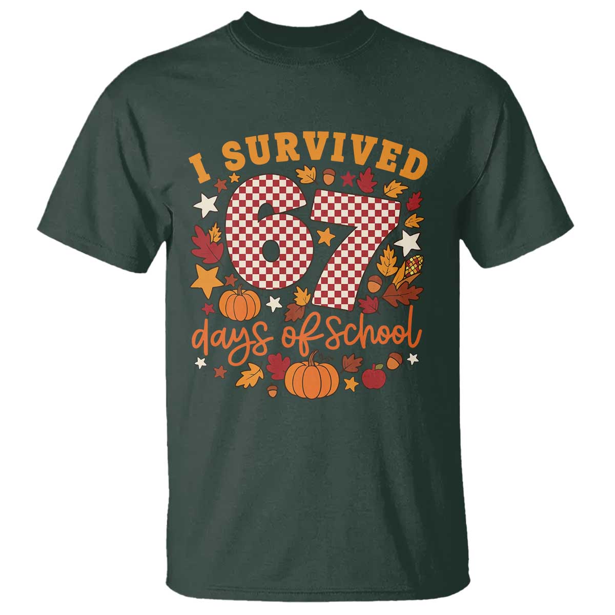 I Survived 67 Days of School T Shirt Autumn Fall Leaves Back To School - Wonder Print Shop